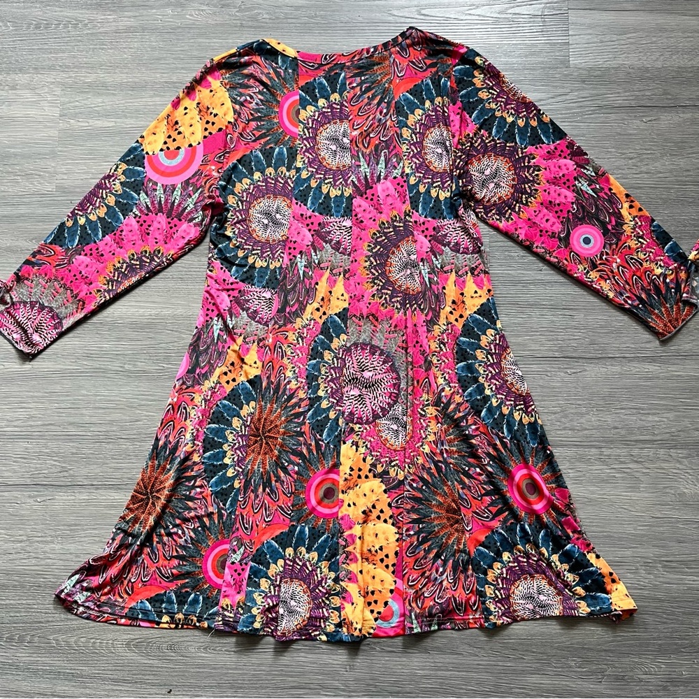 Vibrant Multicolor Boho Patterned Flowy Dress - image 6